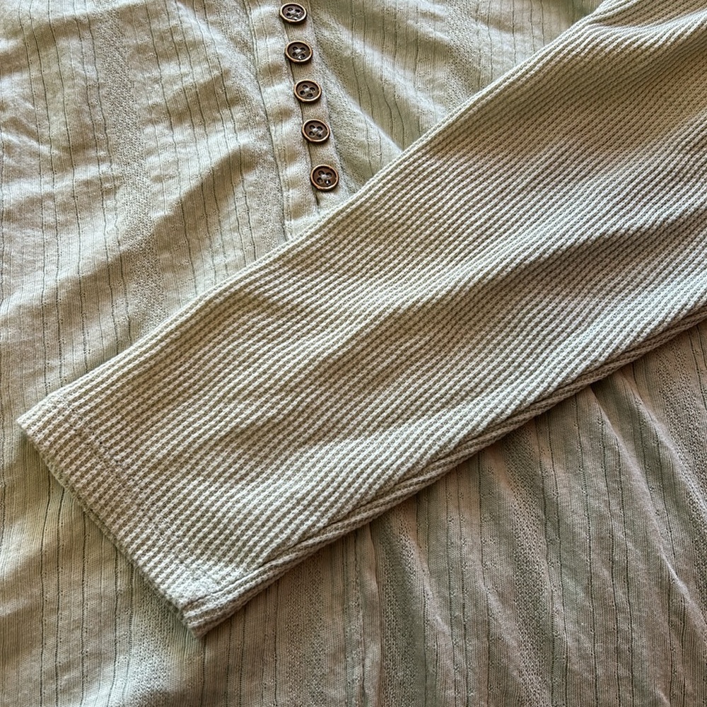 Fabric Mix Long Sleeve Tunic Lucky Brand Green Aqua Gray - Picture 10 of 10